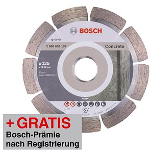 AKTION: BOSCH Diamant-Trennscheibe Standard for Concrete mit Prämie nach Registrierung AKTION: BOSCH Diamant-Trennscheibe Standard for Concrete mit Prämie nach Registrierung von Bosch