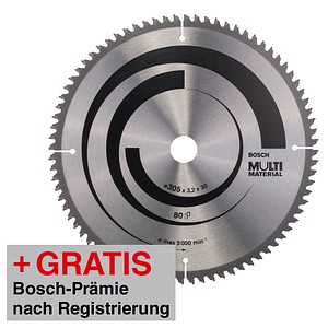 AKTION: BOSCH Multi Material Kreissägeblatt 305,0 mm, 80 Zähne mit Prämie nach Registrierung AKTION: BOSCH Multi Material Kreissägeblatt 305,0 mm, 80 Zähne mit Prämie nach Registrierung von Bosch