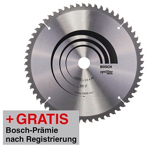AKTION: BOSCH Optiline Wood Kreissägeblatt 305,0 mm, 60 Zähne mit Prämie nach Registrierung AKTION: BOSCH Optiline Wood Kreissägeblatt 305,0 mm, 60 Zähne mit Prämie nach Registrierung von Bosch