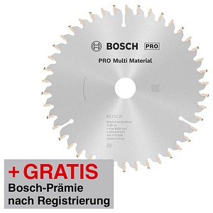 AKTION: BOSCH PRO Multi Material Kreissägeblatt 160,0 mm, 42 Zähne mit Prämie nach Registrierung AKTION: BOSCH PRO Multi Material Kreissägeblatt 160,0 mm, 42 Zähne mit Prämie nach Registrierung von Bosch
