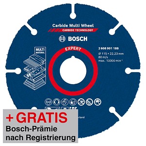 AKTION: BOSCH Trennscheibe EXPERT Carbide Multi Wheel mit Prämie nach Registrierung AKTION: BOSCH Trennscheibe EXPERT Carbide Multi Wheel mit Prämie nach Registrierung von Bosch
