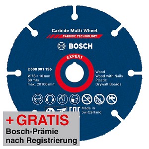 AKTION: BOSCH Trennscheibe EXPERT Carbide Multiwheel mit Prämie nach Registrierung von Bosch