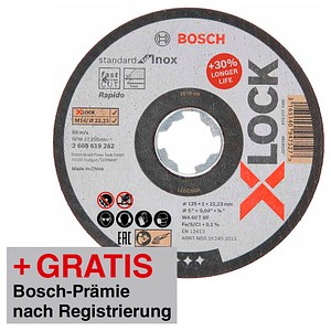 AKTION: BOSCH Trennscheibe X-LOCK Standard for Inox mit Prämie nach Registrierung AKTION: BOSCH Trennscheibe X-LOCK Standard for Inox mit Prämie nach Registrierung von Bosch