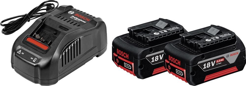 Bosch 2 x GBA 18V 5.0Ah + charger GAL 1880 CV Professional - Batterieladegerät + Batterie 2 x Li-Ion 5 Ah - 8 A von Bosch