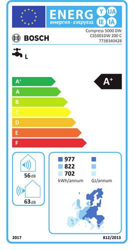 Bosch 7738340428 CS5001 DW200 C Warmwasser-Wärmepumpe A+ (A+ - F) 194l mit Warmwasserspeicher von Bosch