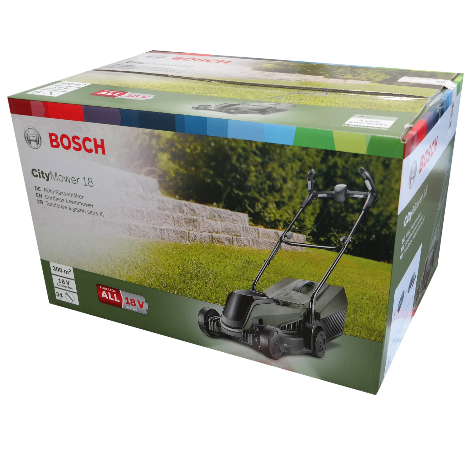 Bosch CityMower 18 Akku-Rasenmäher (1 Akku, 18 Volt System) bis 300 qm grün/schwarz von Bosch