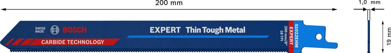 BOSCH ‘Thin Tough Metal’ S 1022 EHM Säbelsägeblatt 1 St. BOSCH ‘Thin Tough Metal’ S 1022 EHM Säbelsägeblatt 1 St. von Bosch