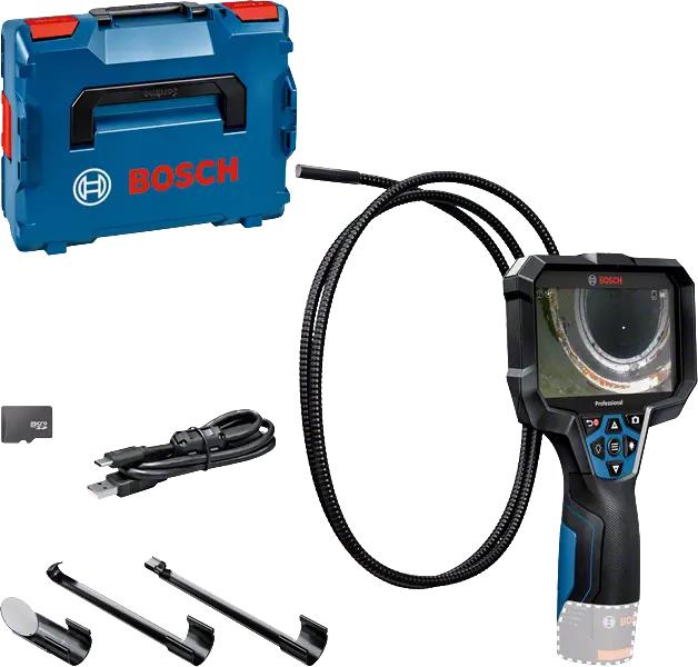 Bosch GIC 12V-5-27 C PROFESSIONAL. Display-Auflösung: 1280 x 720 Pixel, Bildschirmdiagonale: 12,7 cm (5). Video-Auflösung: 1280 x 720 Pixel, Foto Auflösung(en): 1280x720, Blickwinkel (FOV): 75°. Sondendurchmesser: 8,3 mm, Produktfarbe: Schwarz, Blau, Rot, Sondenlänge: 150 cm. Kompatible Speicherkarten: SD, Größe mitgelieferter Speicherkarte: 32 GB. Mitgelieferte Kabel: USB Typ-C (0601241402) von Bosch