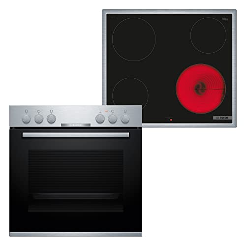 Bosch HND210CS62 Herd-Glaskeramik-Kochfeld-Kombination (herdgesteuert), 59,4 cm breit, 3D-Heißluft - Backen auf 3 Ebenen, Bräterzone von Bosch