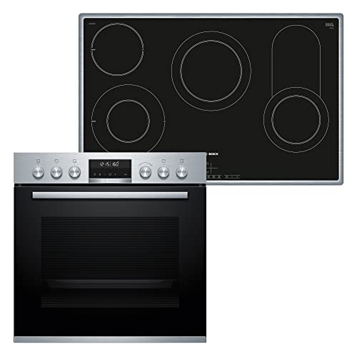 Bosch HND612LS82 Herd-Induktionskochfeld-Kombination (herdgesteuert), 59,4 cm breit, 3D Heißluft-Backen auf 3 Ebenen, AutoPilot 10-Automatikprogramme, Weiße LED-Display-Steuerung, Versenkknebel von Bosch
