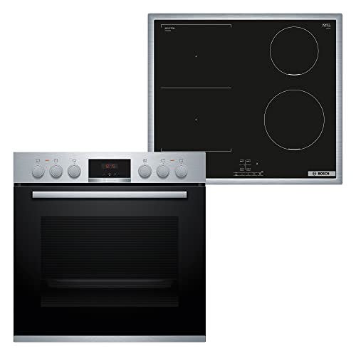 Bosch HND616LS67 Herd-Induktionskochfeld-Kombination (herdgesteuert), 59,4 cm breit, Autopilot 10-Automatikprogramme, Weiße LED-Display-Steuerung, Versenkknebel, Kindersicherung von Bosch