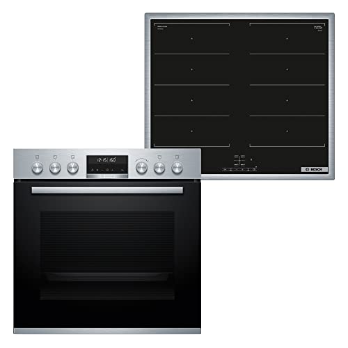 Bosch HND619LA60 Herd-Induktionskochfeld-Kombination (herdgesteuert), 59,4 cm breit, 3D Heißluft-Backen auf 3 Ebenen, AutoPilot 10-Automatikprogramme, Weiße LED-Display-Steuerung, Versenkknebel von Bosch