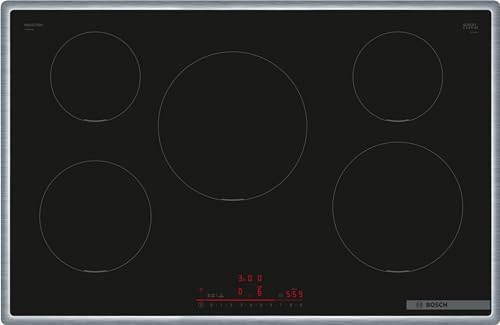 Bosch PIV845HB1E Serie 6 Smartes Induktionskochfeld (autark), 80 cm breit, Umlaufender Rahmen, Kochfeldbasierte Haubensteuerung, schnelleres Kochen, Quick Start von Bosch