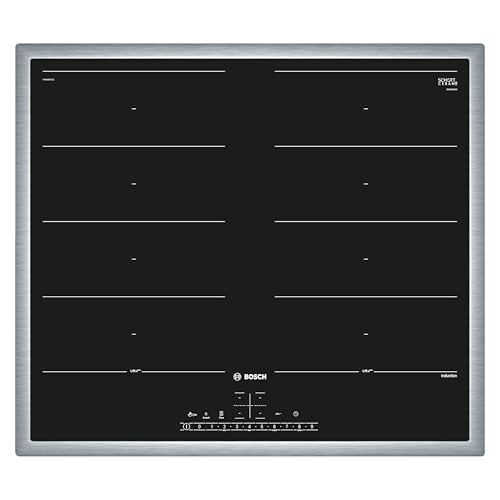 Bosch PVS64RHB1E Serie 6 Smartes Induktionskochfeld (autark), 60 cm breit, Kombination zweier Kochzonen, Umlaufender Rahmen, Kochfeldbasierte Haubensteuerung, schnelleres Kochen von Bosch