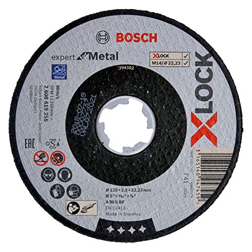 Bosch Professional 1x Gerade Trennscheibe Expert (für Metall, X-LOCK, Ø125 mm, BohrungsØ: 22,23 mm, Dicke:2,5 mm) von Bosch