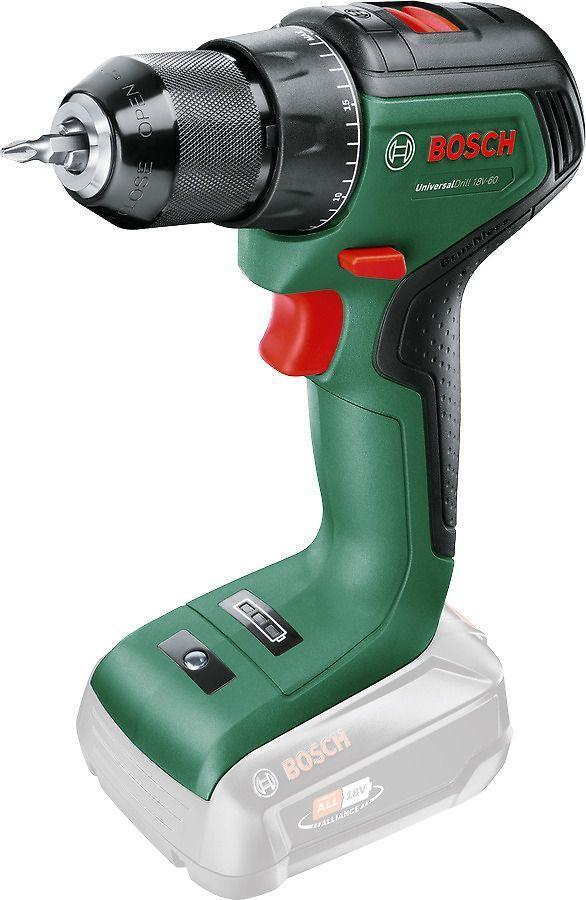 Bosch UniversalDrill 18V-60 - Bohrer/Schrauber - schnurlos - 2 Geschwindigkeiten - Bohrfutterschlüssel 13 mm - 60 N·m - ohne Batterie, ohne Ladegerät - 18 V von Bosch