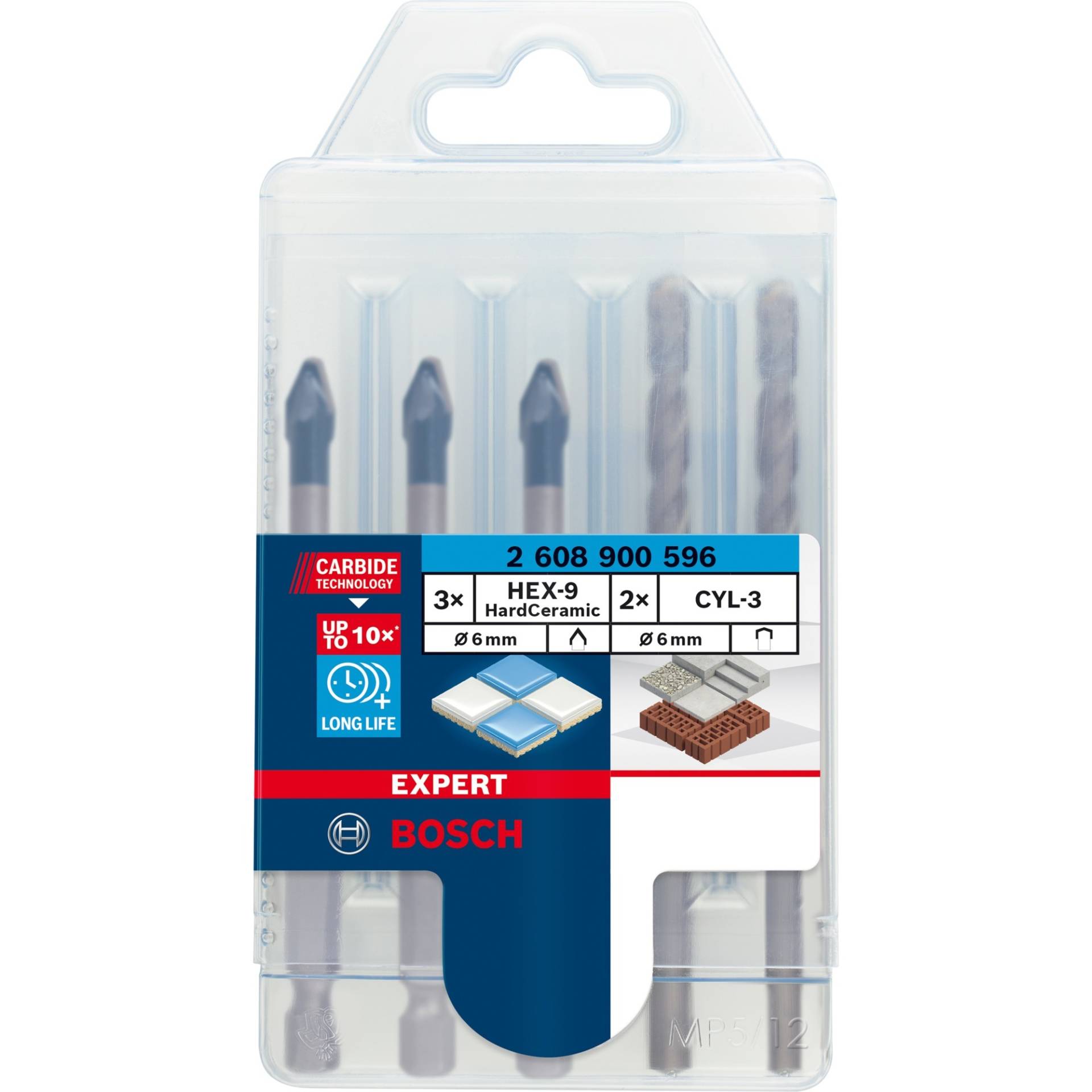 Expert HEX-9 HardCeramic Bohrer Mixed-Set, Ø 6mm, Bohrer-Satz von Bosch