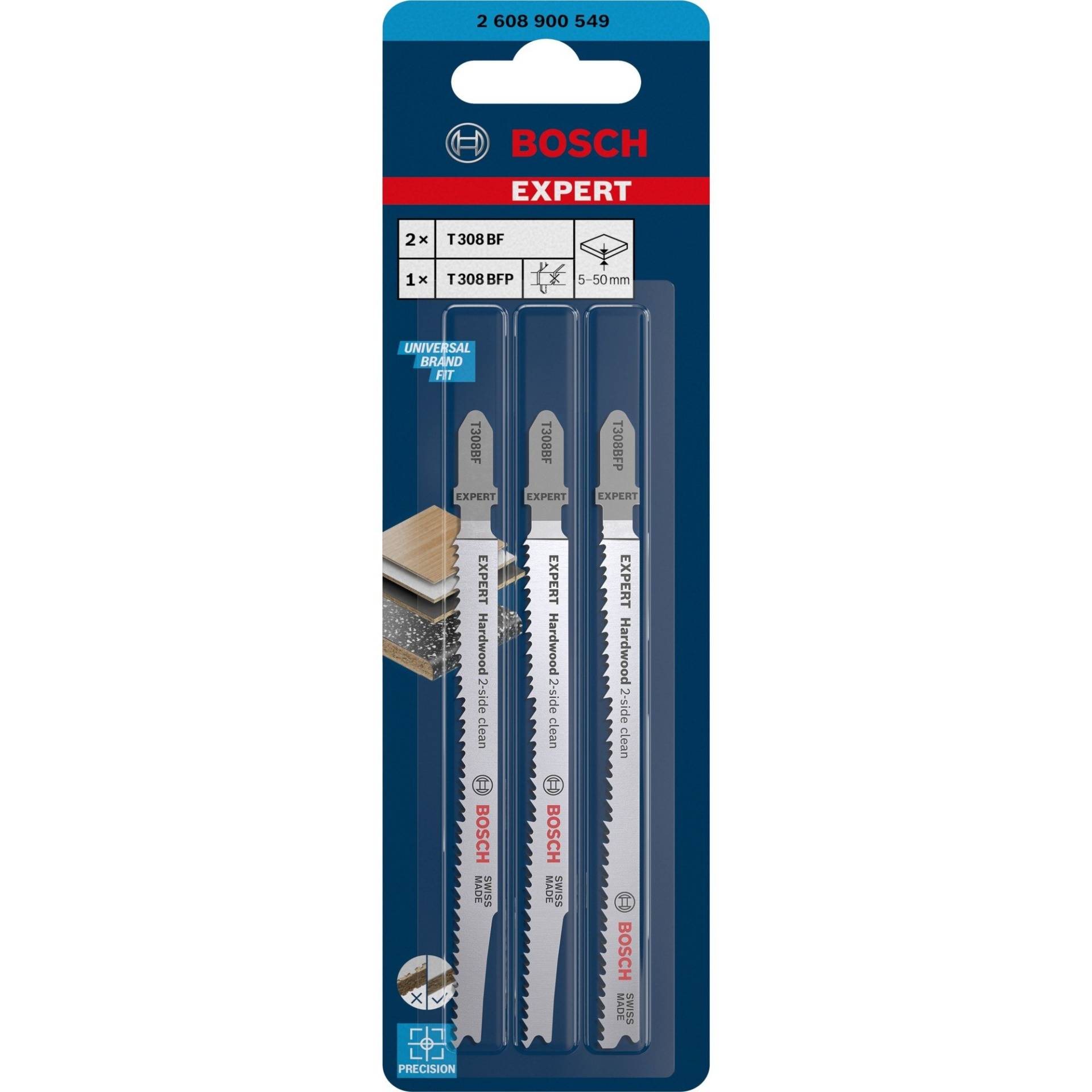 Expert Stichsägeblatt-Satz ''Hardwood 2-side clean'', 3-teilig Expert Stichsägeblatt-Satz ''Hardwood 2-side clean'', 3-teilig von Bosch