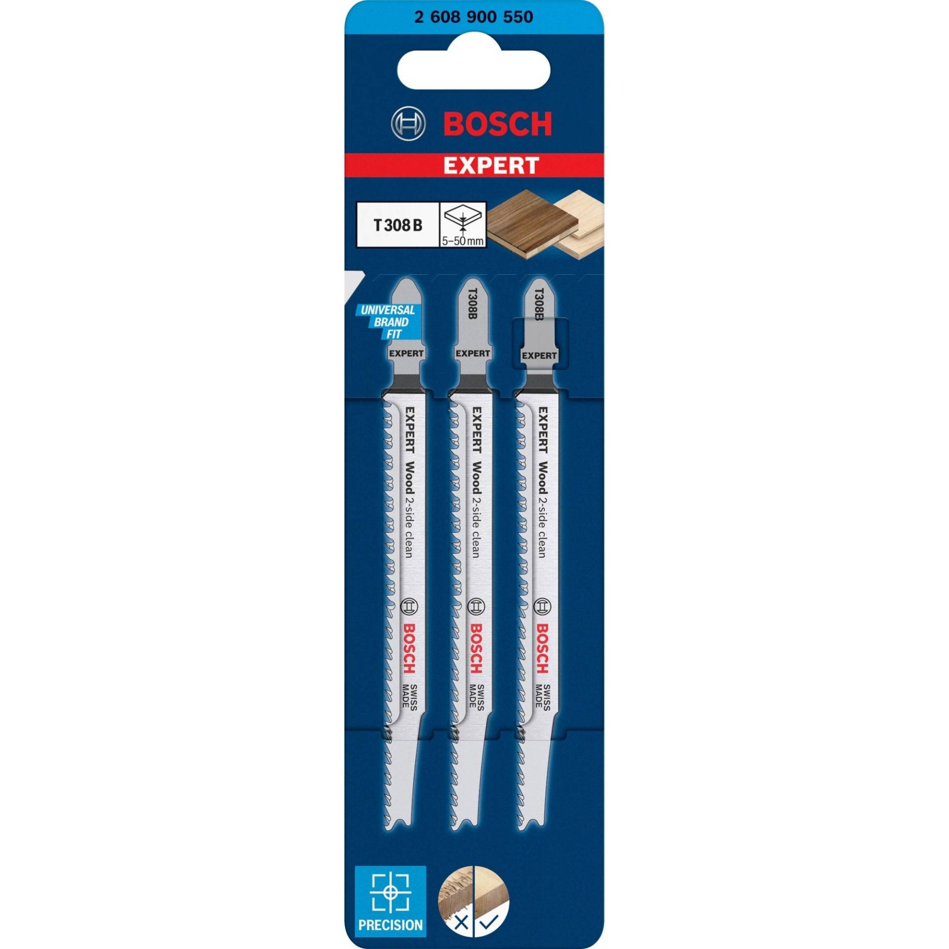Expert Stichsägeblatt T 308 B ''Wood 2-side clean'' Expert Stichsägeblatt T 308 B ''Wood 2-side clean'' von Bosch
