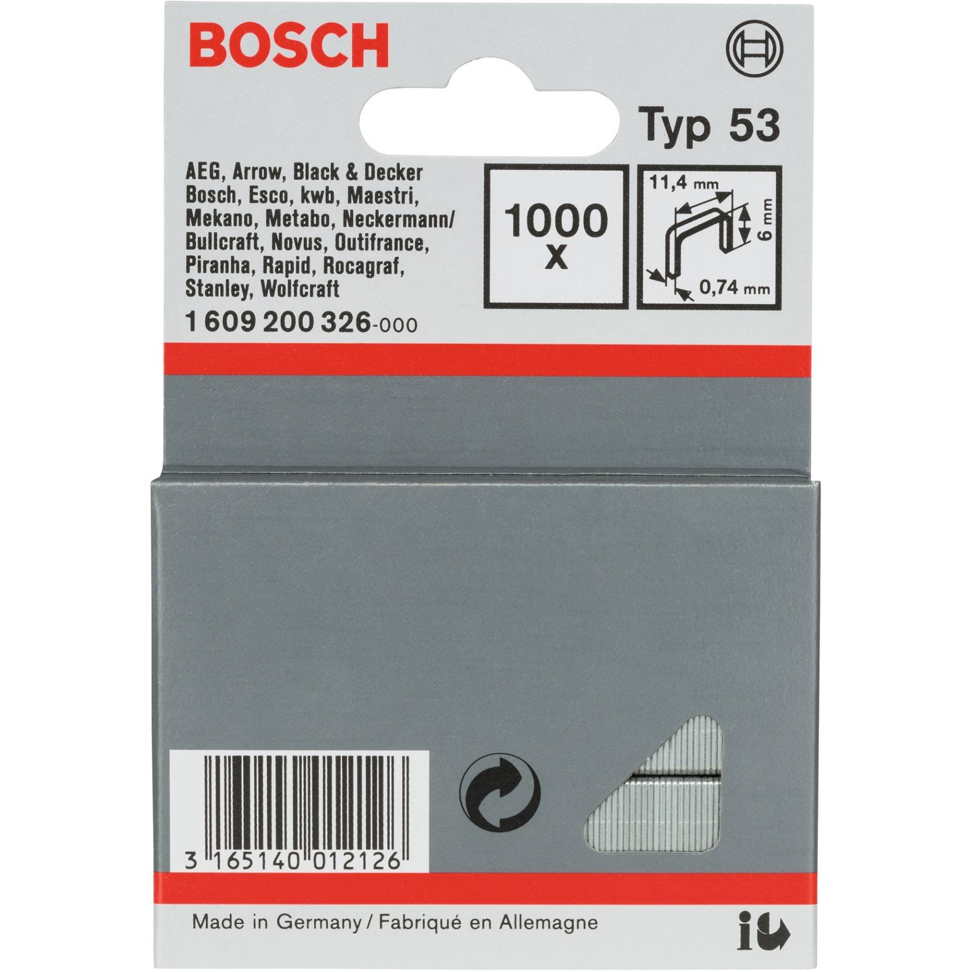 Feindrahtklammern, Typ 53, 6/11,4mm, Clip von Bosch