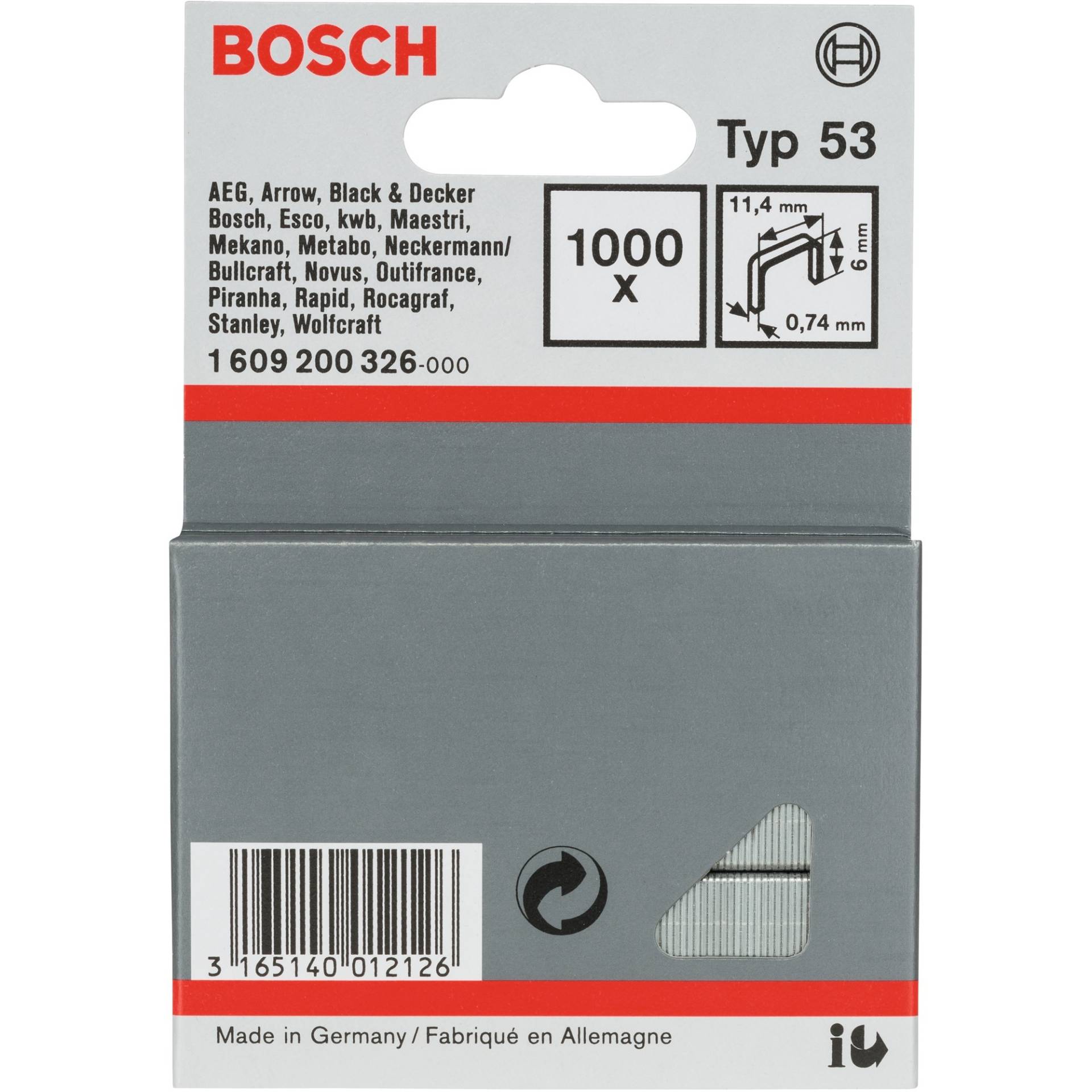 Feindrahtklammern, Typ 53, 6/11,4mm, Clip Feindrahtklammern, Typ 53, 6/11,4mm, Clip von Bosch
