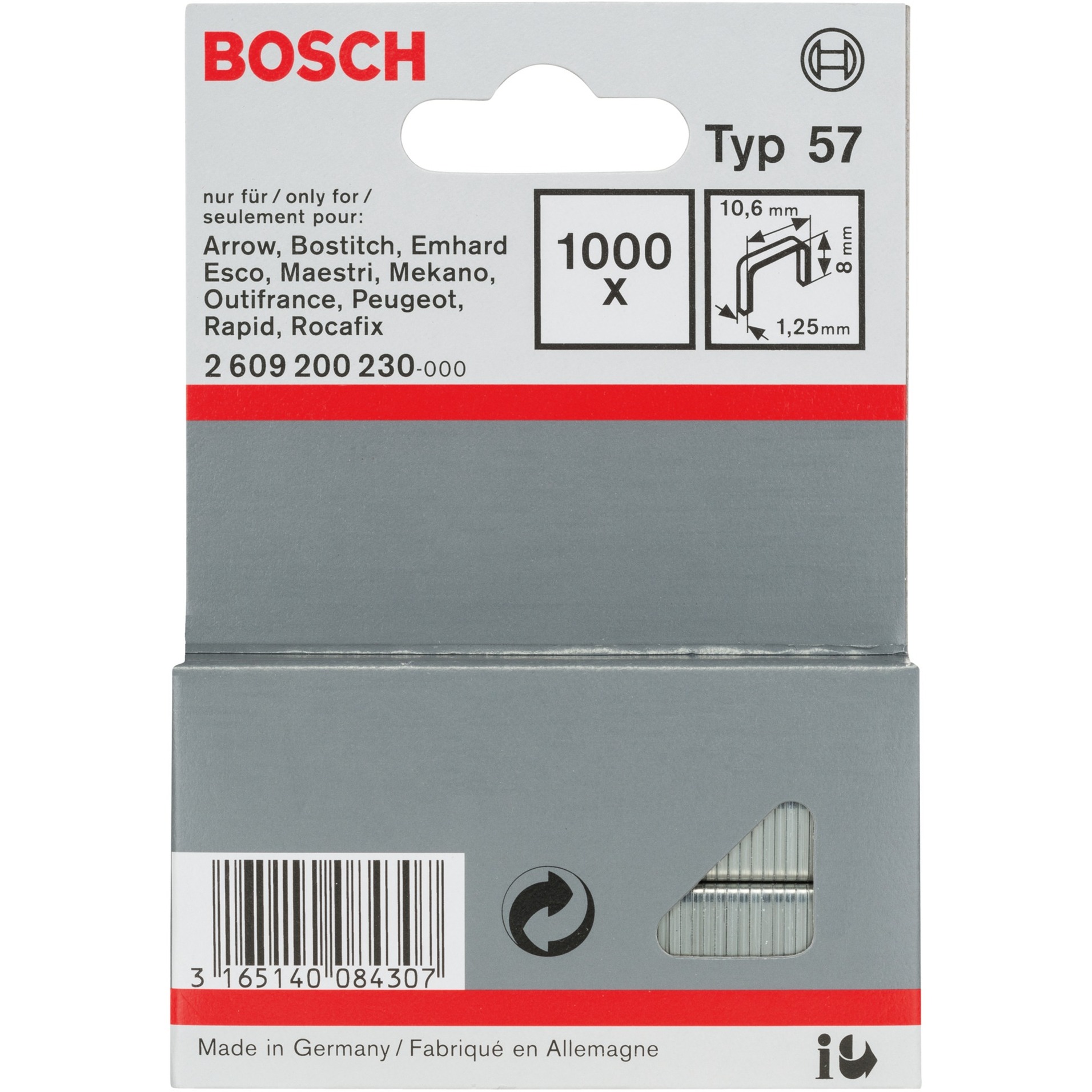 Flachdrahtklammer Typ 57, 8/10,6mm, Clip von Bosch