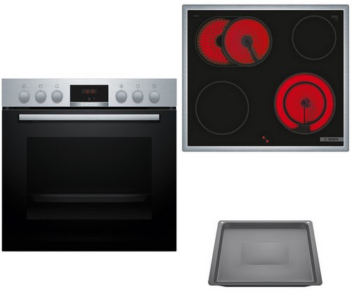 HND411GR63 Herdset bestehend aus HEA513BR3+NKN64RGA2E+HEZ631070 edelstahl / A+ von Bosch