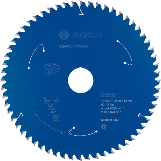 Kreissägeblatt Expert for Wood, Ø 190mm, 60Z Kreissägeblatt Expert for Wood, Ø 190mm, 60Z von Bosch