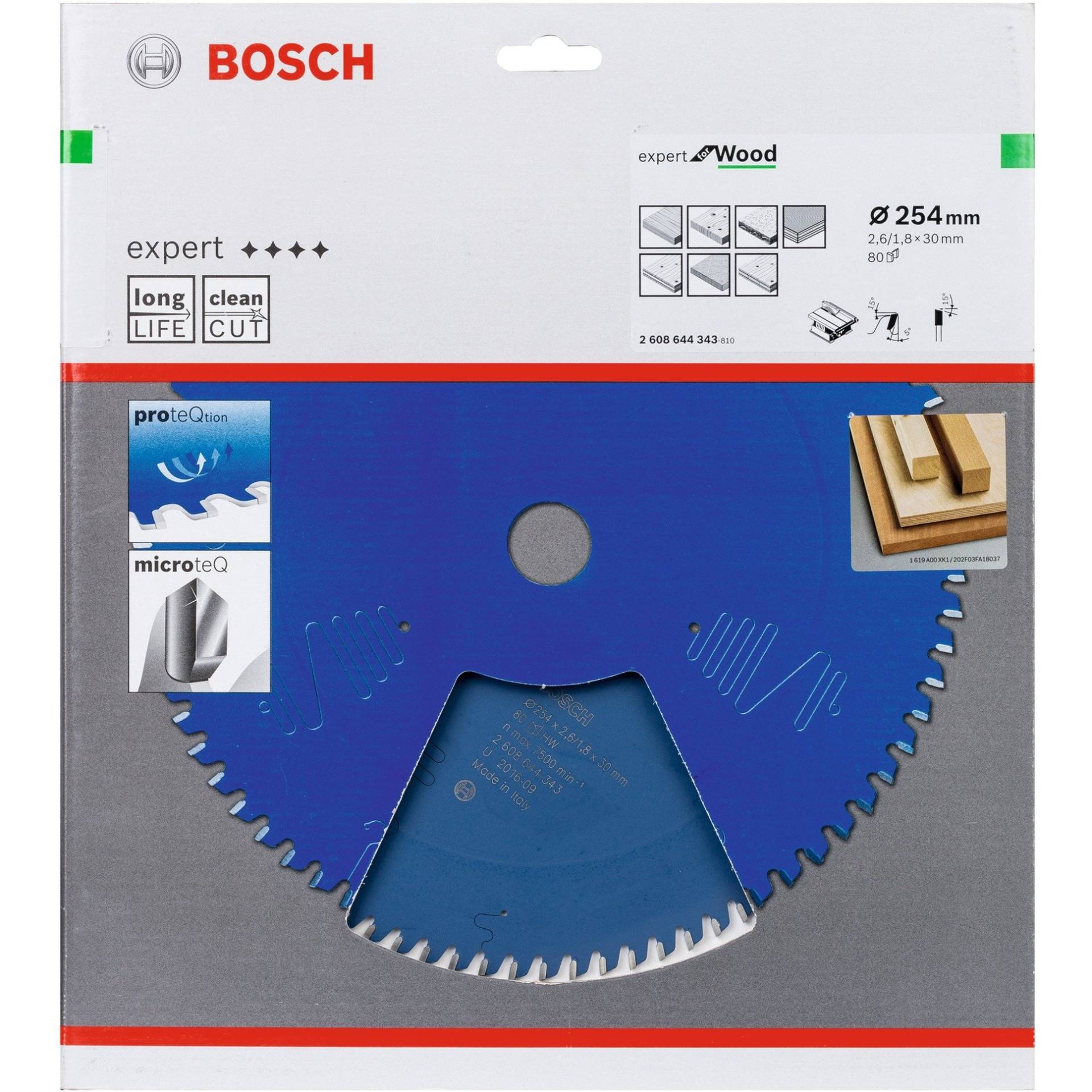 Kreissägeblatt Expert for Wood, Ø 254mm, 80Z von Bosch