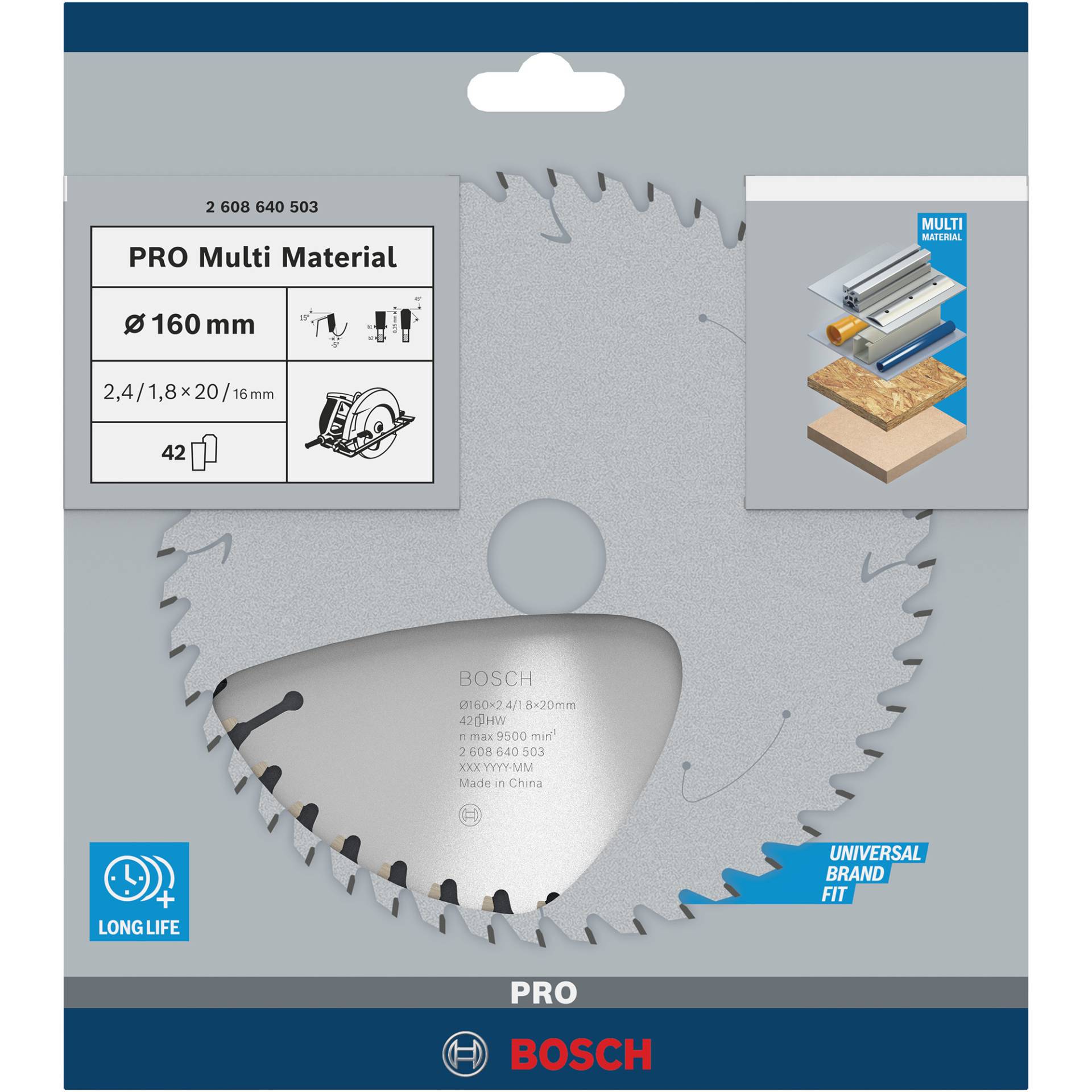 Kreissägeblatt Multi Material, Ø 160mm, 42Z Kreissägeblatt Multi Material, Ø 160mm, 42Z von Bosch