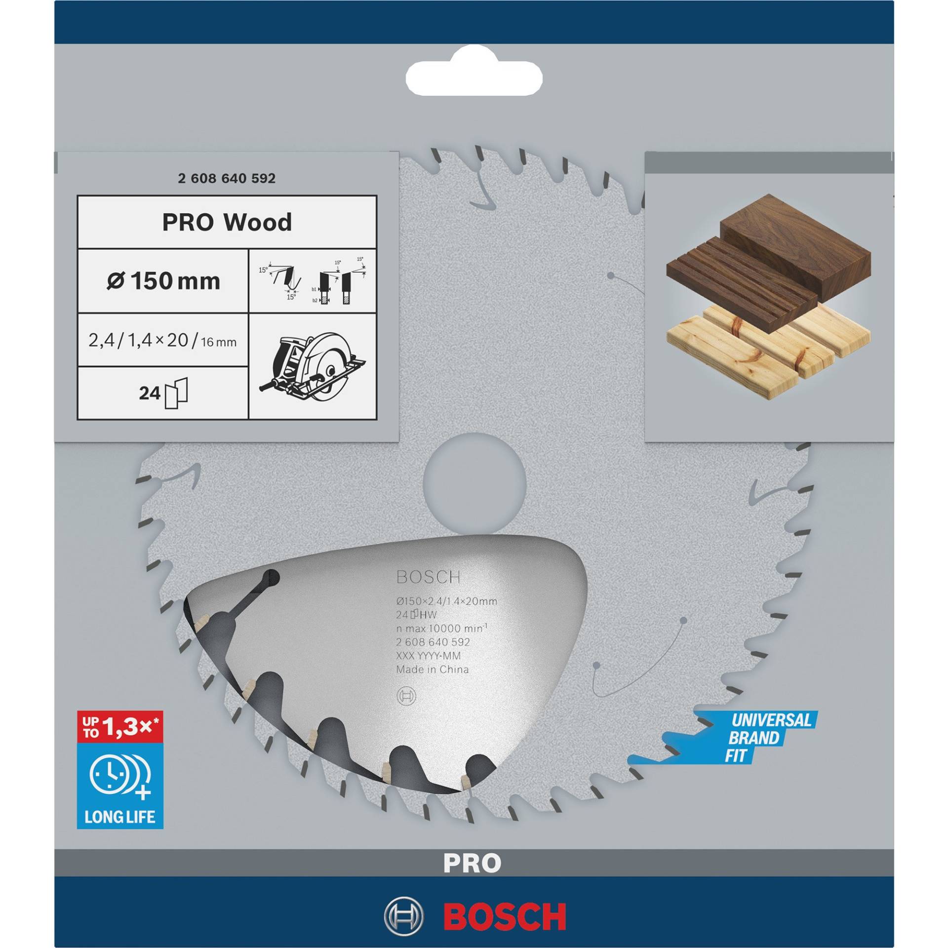 PRO Wood Kreissägeblatt, Ø 150mm, 24Z PRO Wood Kreissägeblatt, Ø 150mm, 24Z von Bosch