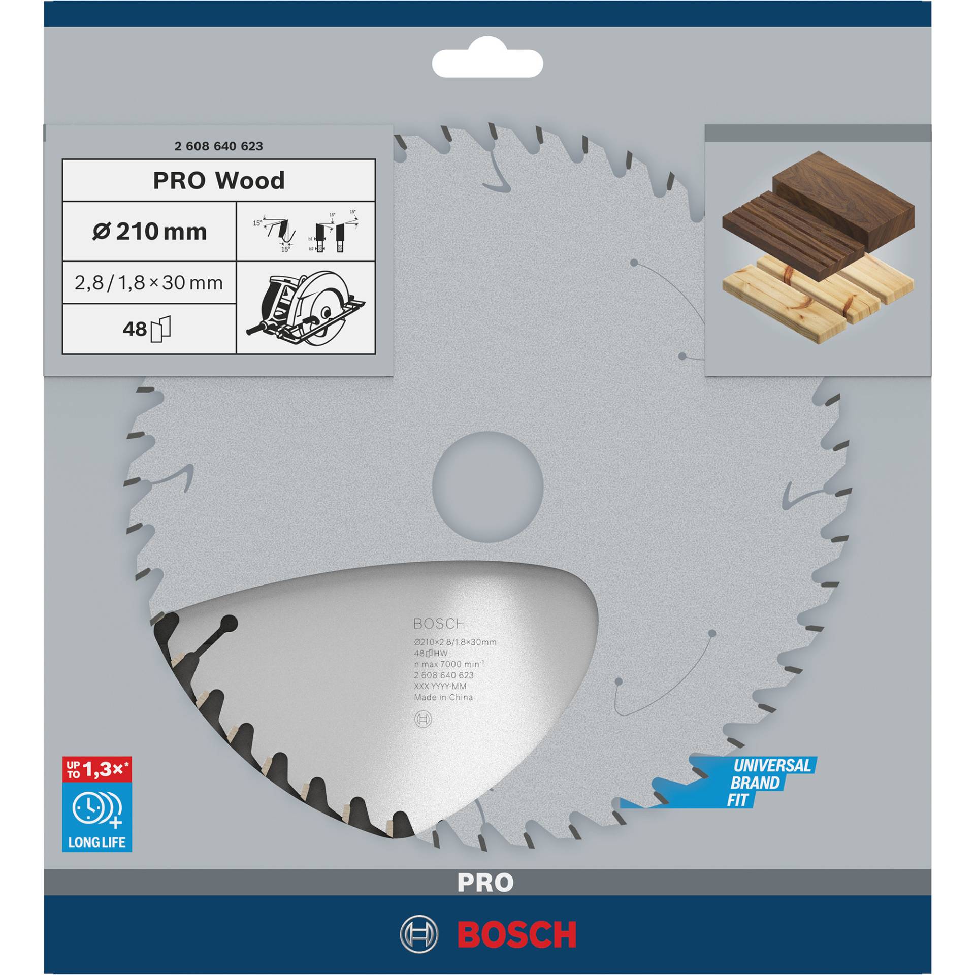 PRO Wood Kreissägeblatt, Ø 210mm, 48Z PRO Wood Kreissägeblatt, Ø 210mm, 48Z von Bosch
