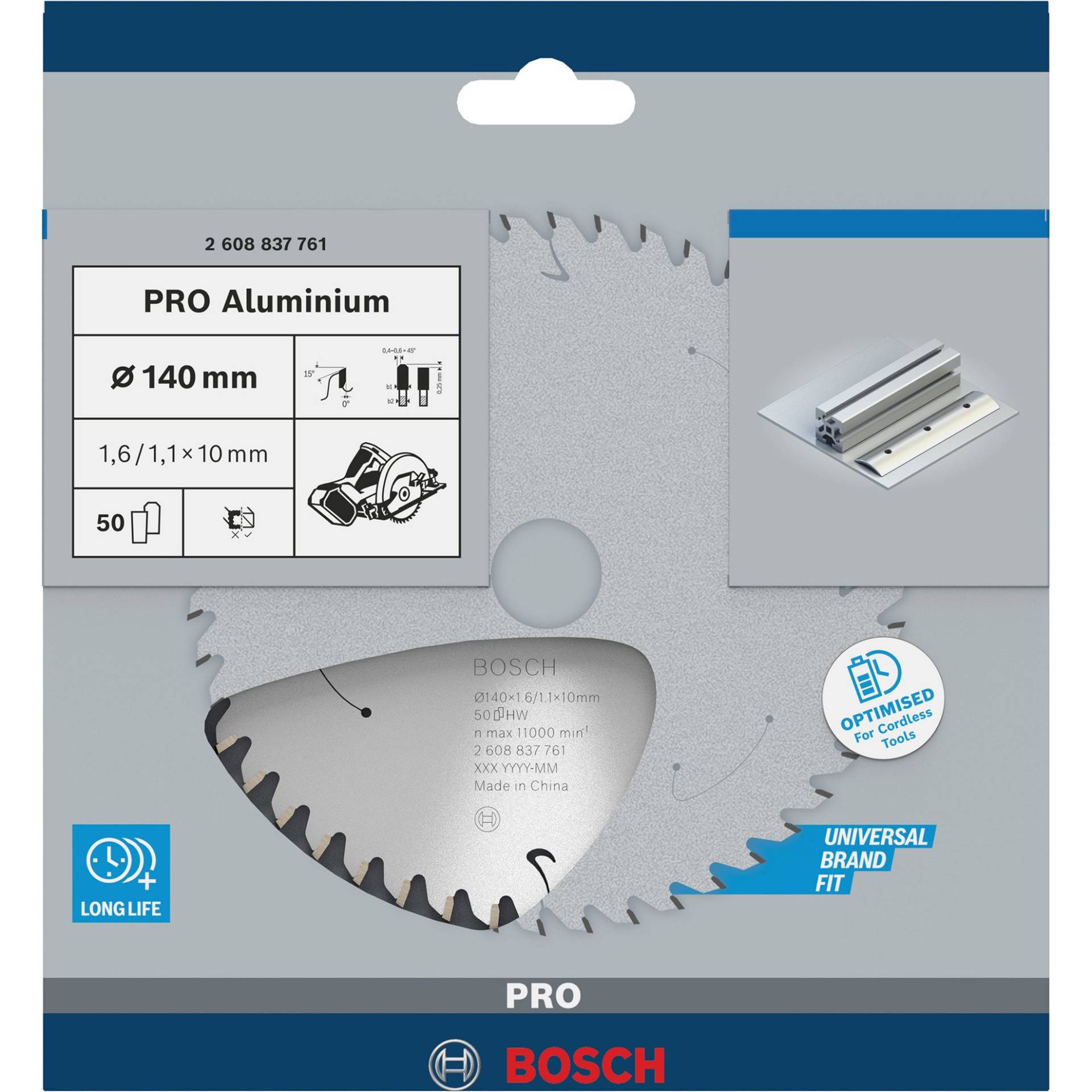 PRO Aluminium cordless Kreissägeblatt, Ø 140mm, 50Z PRO Aluminium cordless Kreissägeblatt, Ø 140mm, 50Z von Bosch