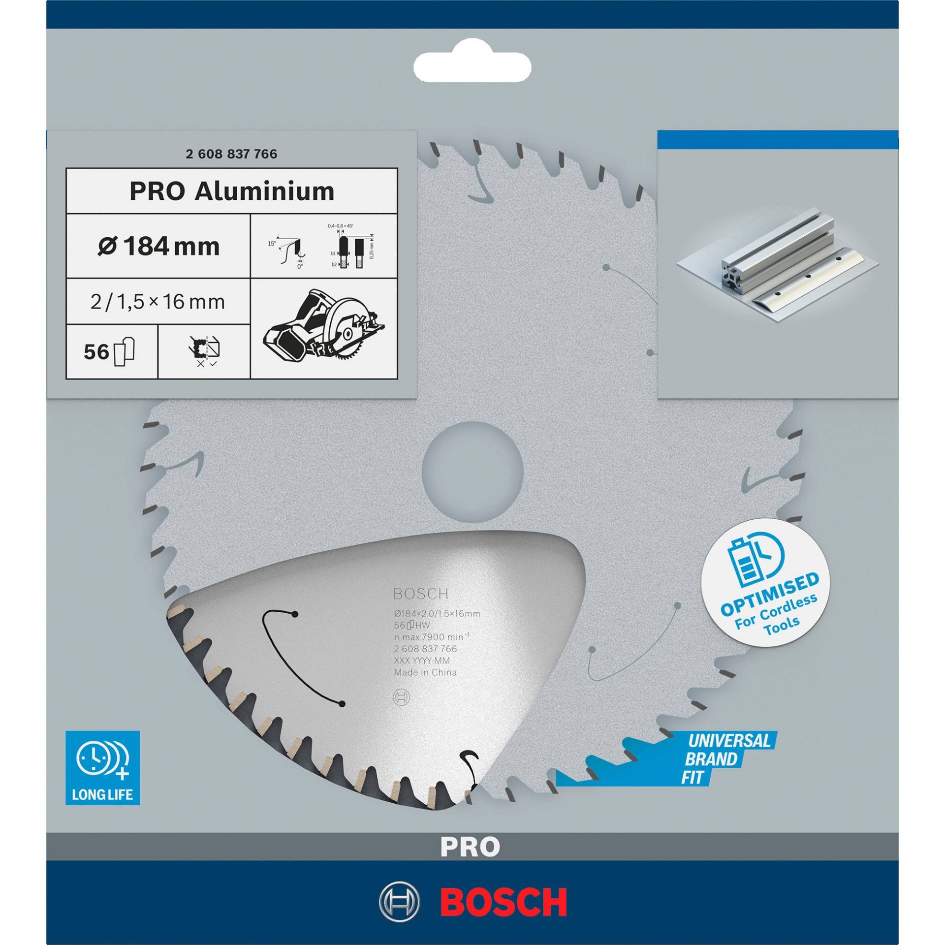 PRO Aluminium cordless Kreissägeblatt, Ø 184mm, 56Z von Bosch
