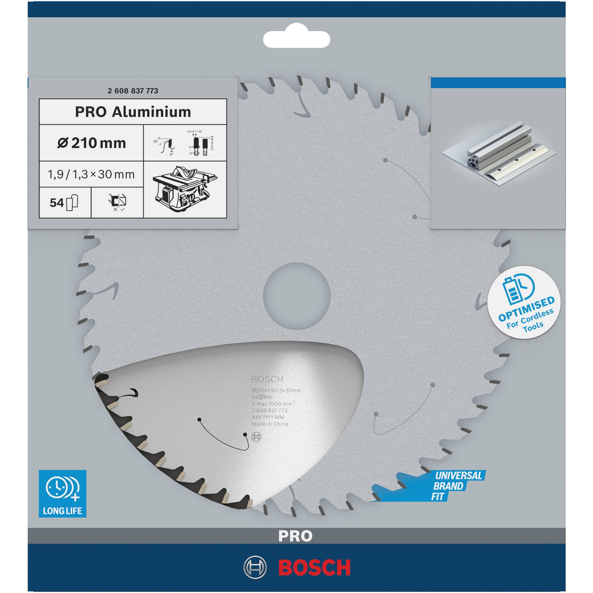 PRO Aluminium cordless Kreissägeblatt, Ø 210mm, 54Z PRO Aluminium cordless Kreissägeblatt, Ø 210mm, 54Z von Bosch