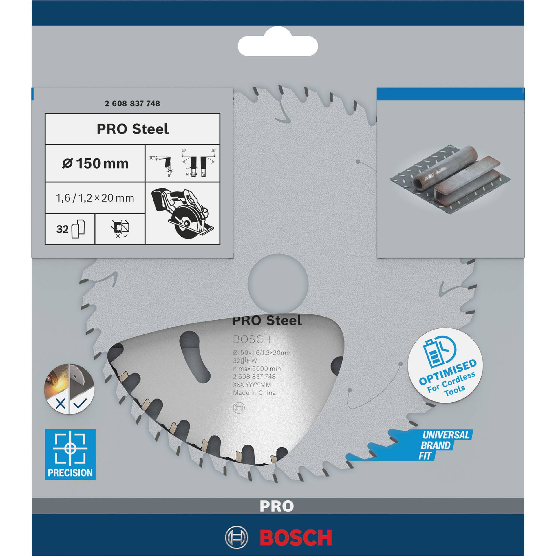 PRO Steel cordless Kreissägeblatt, Ø 150mm, 32Z von Bosch