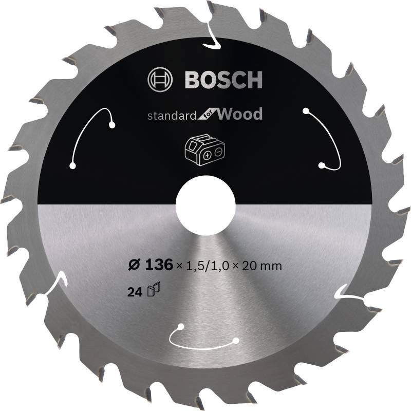 Kreissägeblatt Standard for Wood, Ø 136mm, 24Z von Bosch