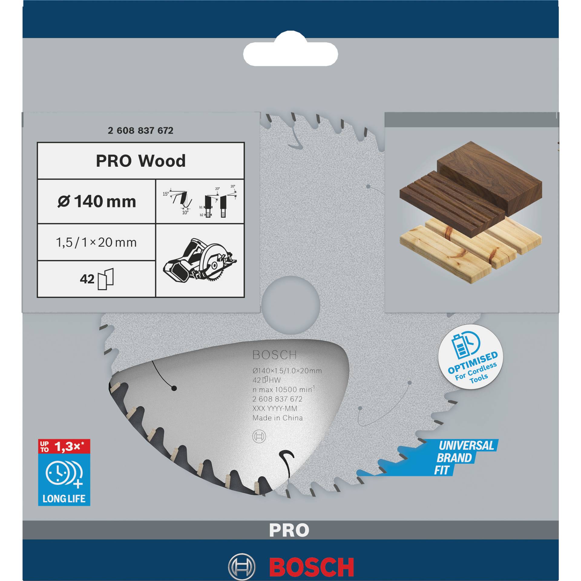 PRO Wood cordless Kreissägeblatt, Ø 140mm, 42Z von Bosch