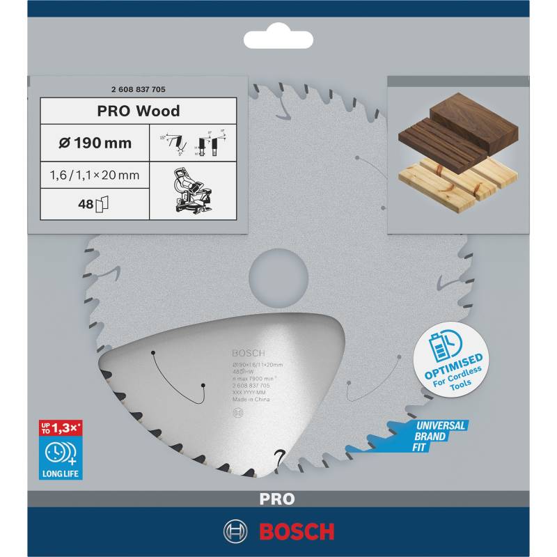 PRO Wood cordless Kreissägeblatt, Ø 190mm, 48Z von Bosch