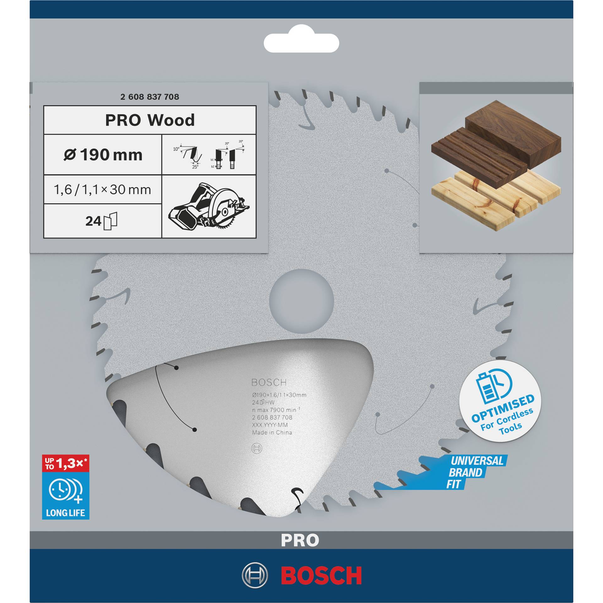 PRO Wood cordless Kreissägeblatt, Ø 190mm, 48Z von Bosch