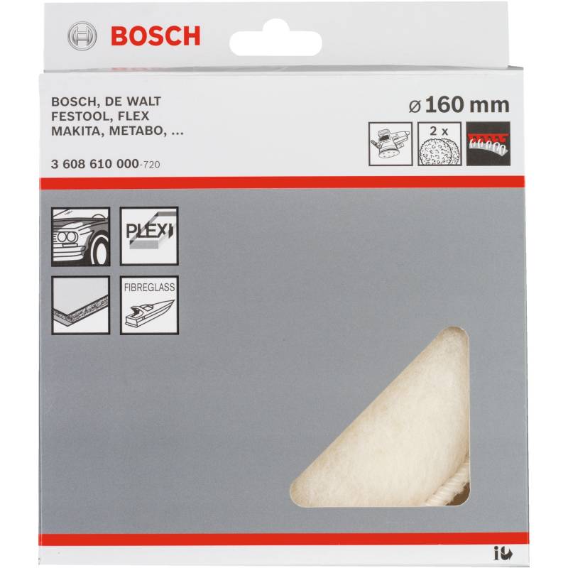 Lammfellscheibe, Ø 160mm, 2 Stück, Schleifscheibe von Bosch