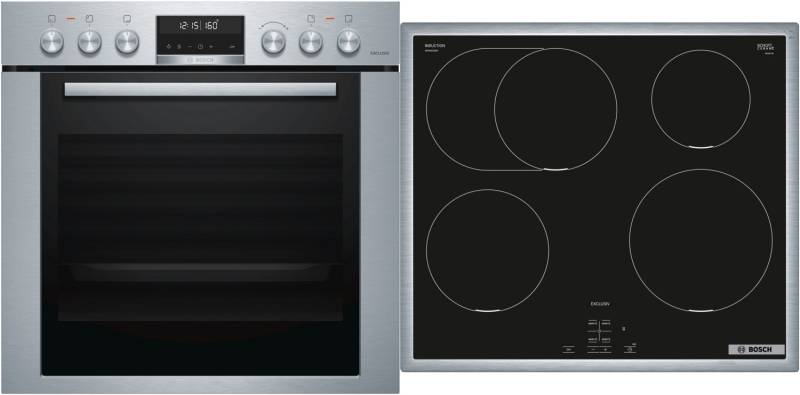 MKH65IP2 Herdset mit Induktionskochfeld bestehend aus HEH378BS1 + NIF645CB5M edelstahl + edelstahl / von Bosch