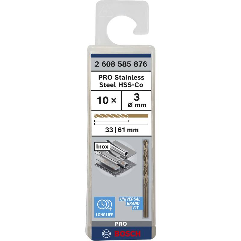 PRO Stainless Steel HSS-Co Spiralbohrer, Ø 3mm von Bosch