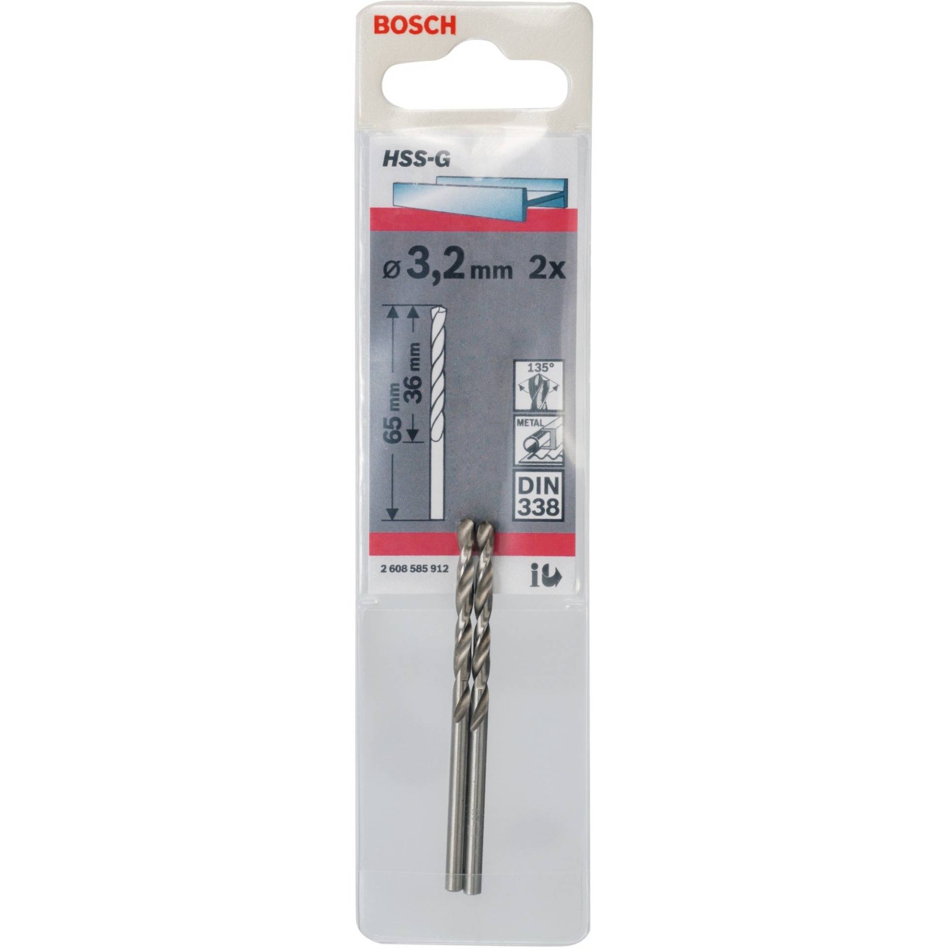 Metallbohrer HSS-G, Ø 3,2mm Metallbohrer HSS-G, Ø 3,2mm von Bosch