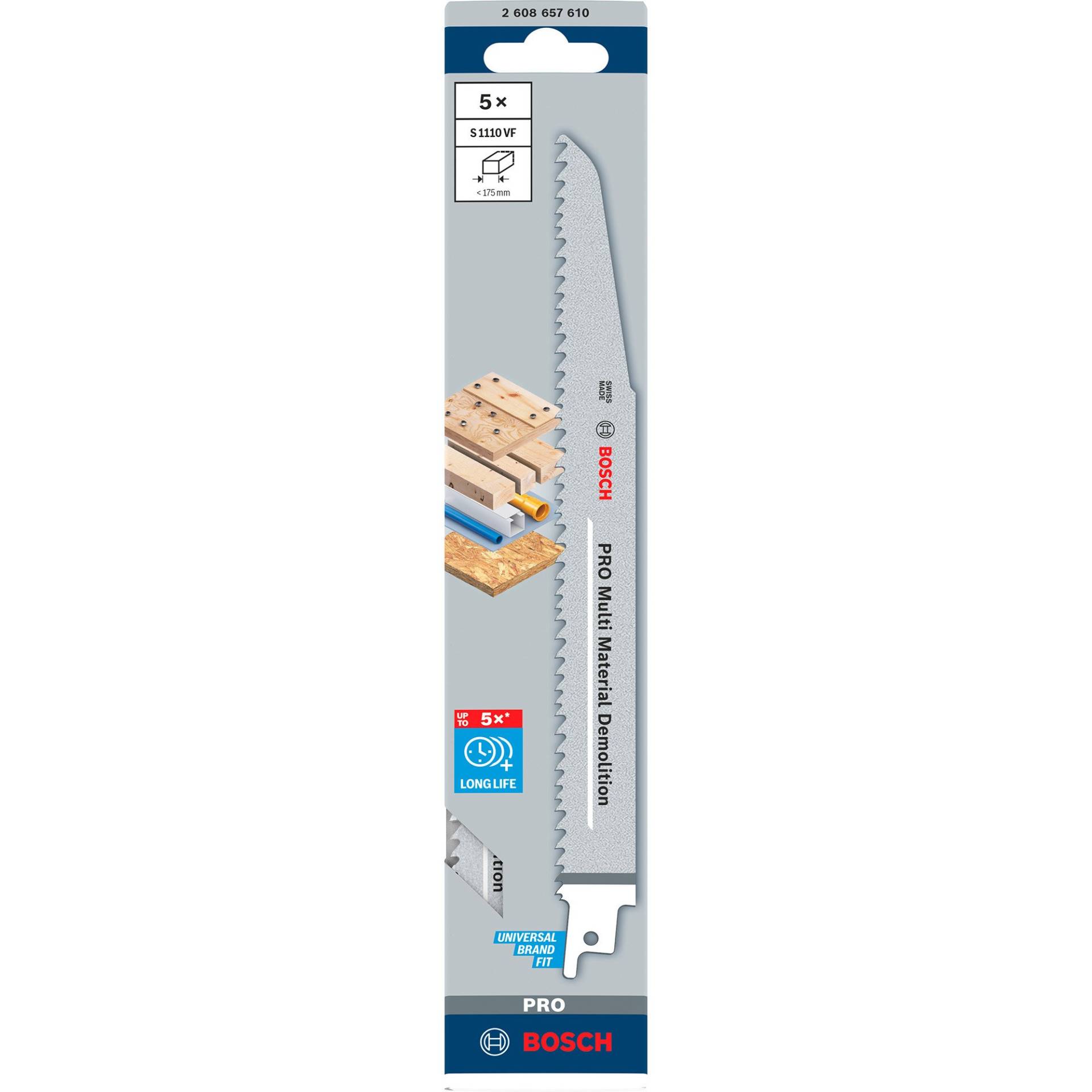 Säbelsägeblatt S 1110 VF Heavy for Wood and Metal, 5 Stück Säbelsägeblatt S 1110 VF Heavy for Wood and Metal, 5 Stück von Bosch
