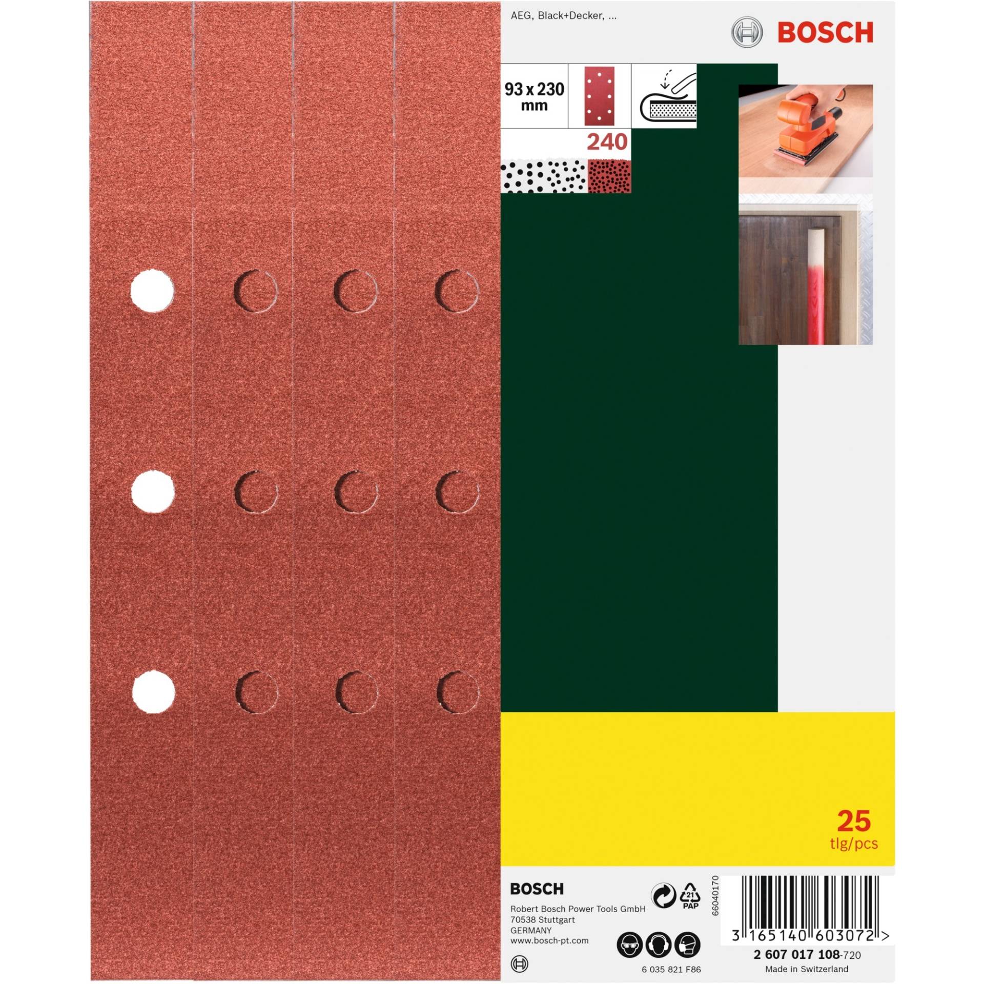 Schleifblatt 93 x 230mm, K240 Schleifblatt 93 x 230mm, K240 von Bosch