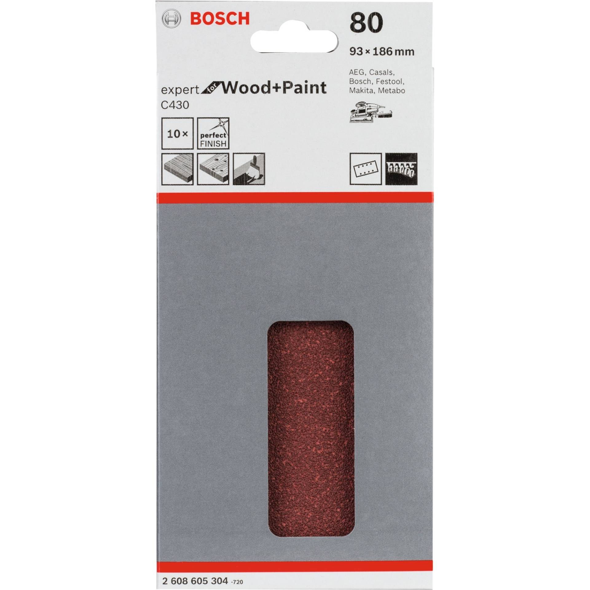 Schleifblatt C430 Expert for Wood and Paint, 93 x 186mm, K80 Schleifblatt C430 Expert for Wood and Paint, 93 x 186mm, K80 von Bosch