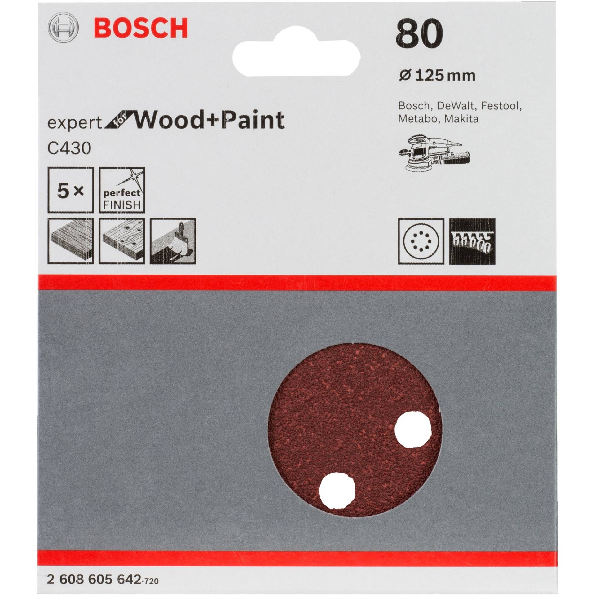 Schleifblatt C430 Expert for Wood and Paint, Ø 125mm, K80 von Bosch