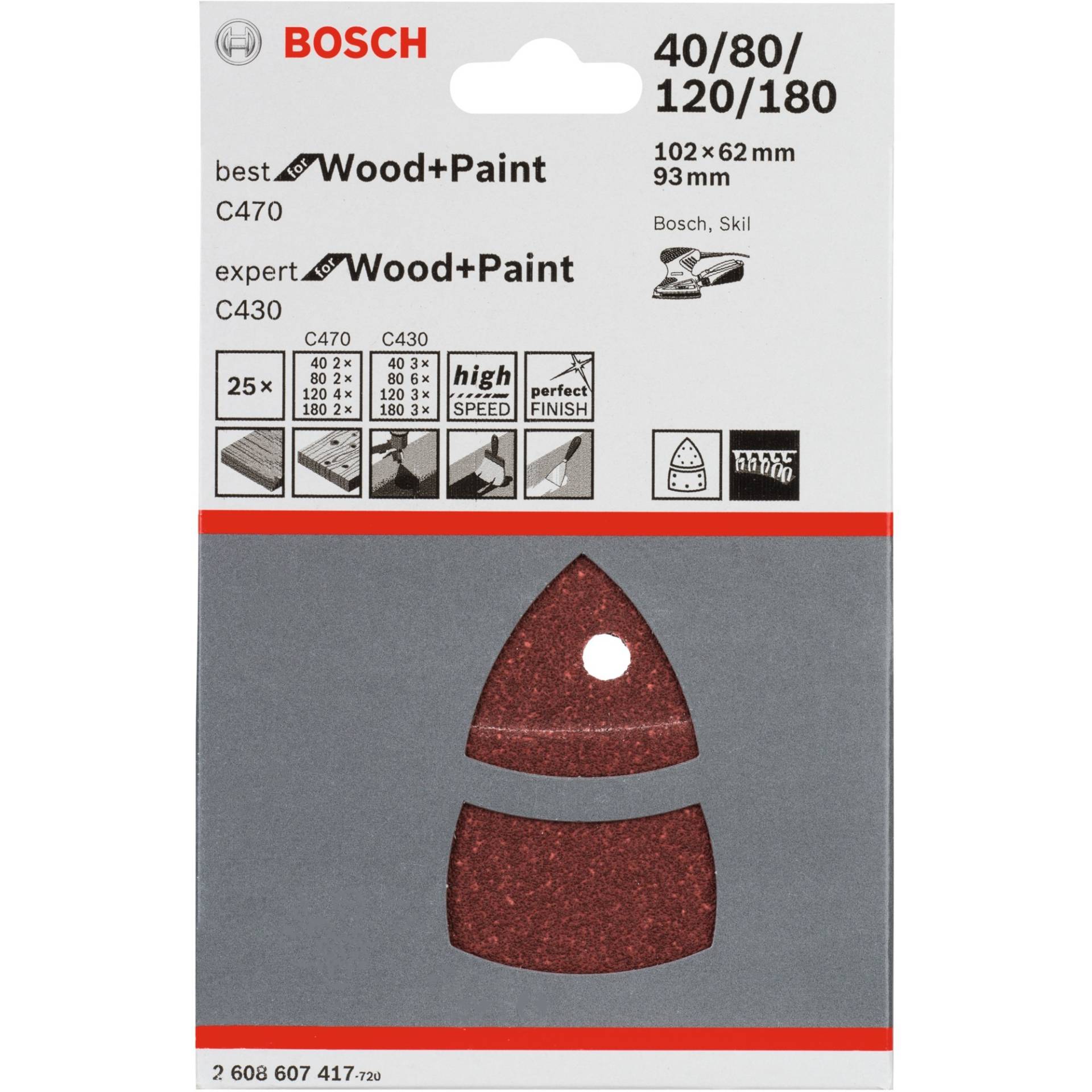 Schleifblatt-Set C470 und C430 für Multischleifer,102 x 62mm Schleifblatt-Set C470 und C430 für Multischleifer,102 x 62mm von Bosch