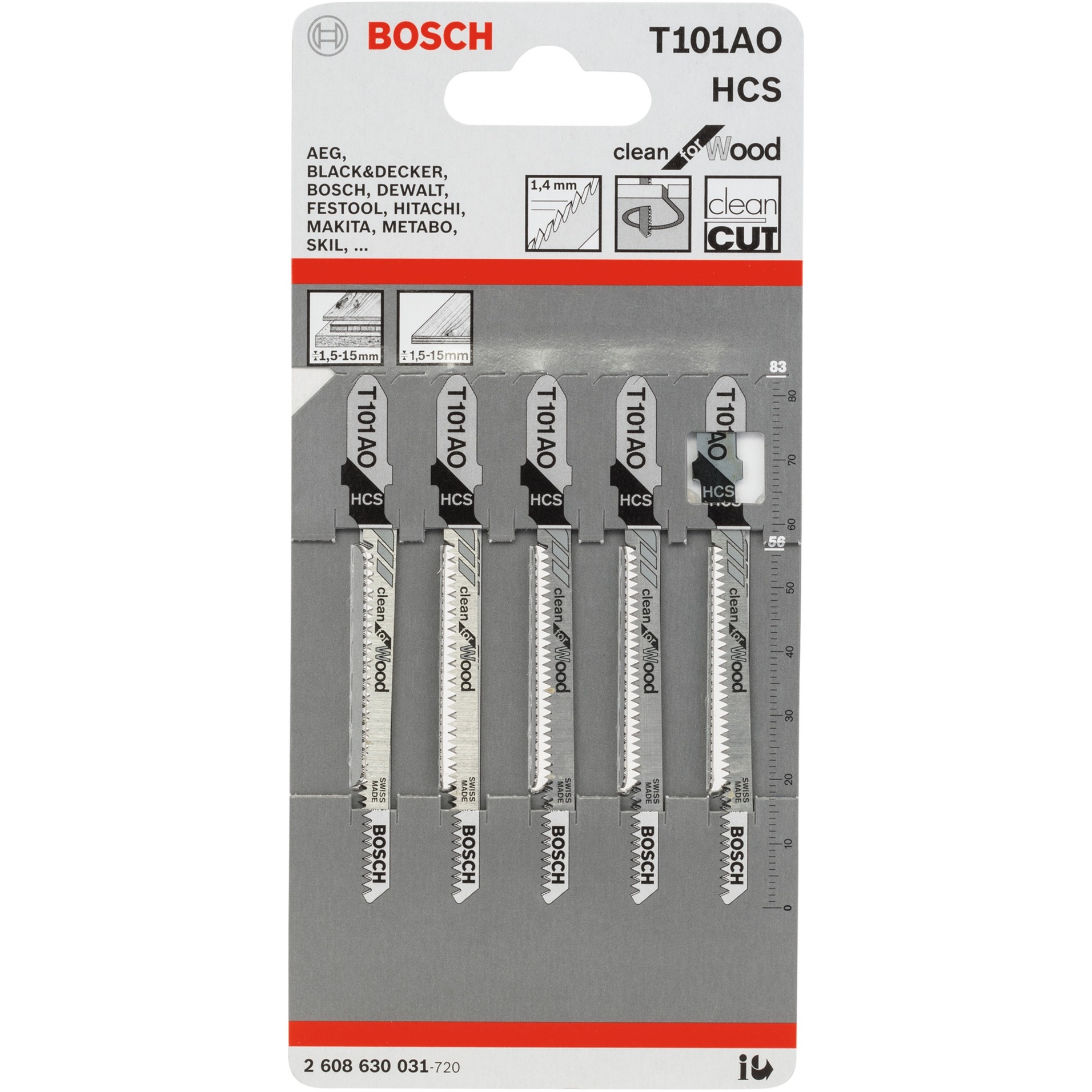 Stichsägeblatt T 101 AO Clean for Wood, 83mm Stichsägeblatt T 101 AO Clean for Wood, 83mm von Bosch